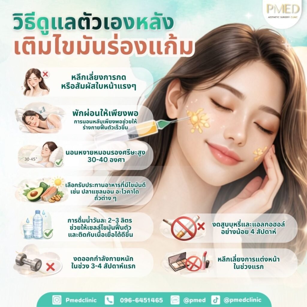 วิธีดูแลตัวเองหลังเติมไขมันร่องแก้ม
